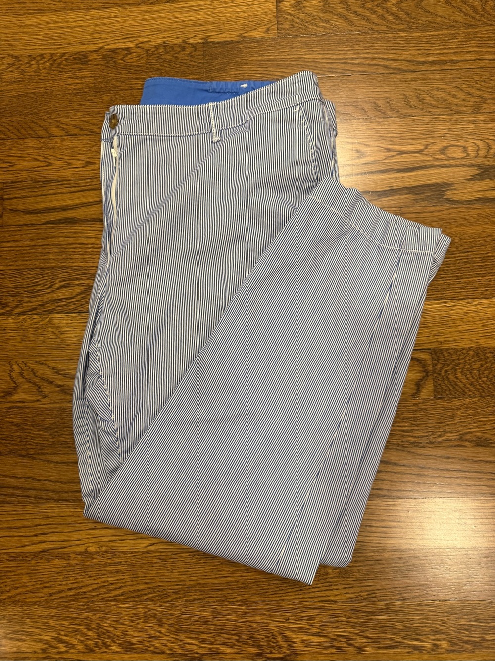 Talbots Women’s Pants. Size 16w. Blue & White Stripe. GUC. Cotton Blend.